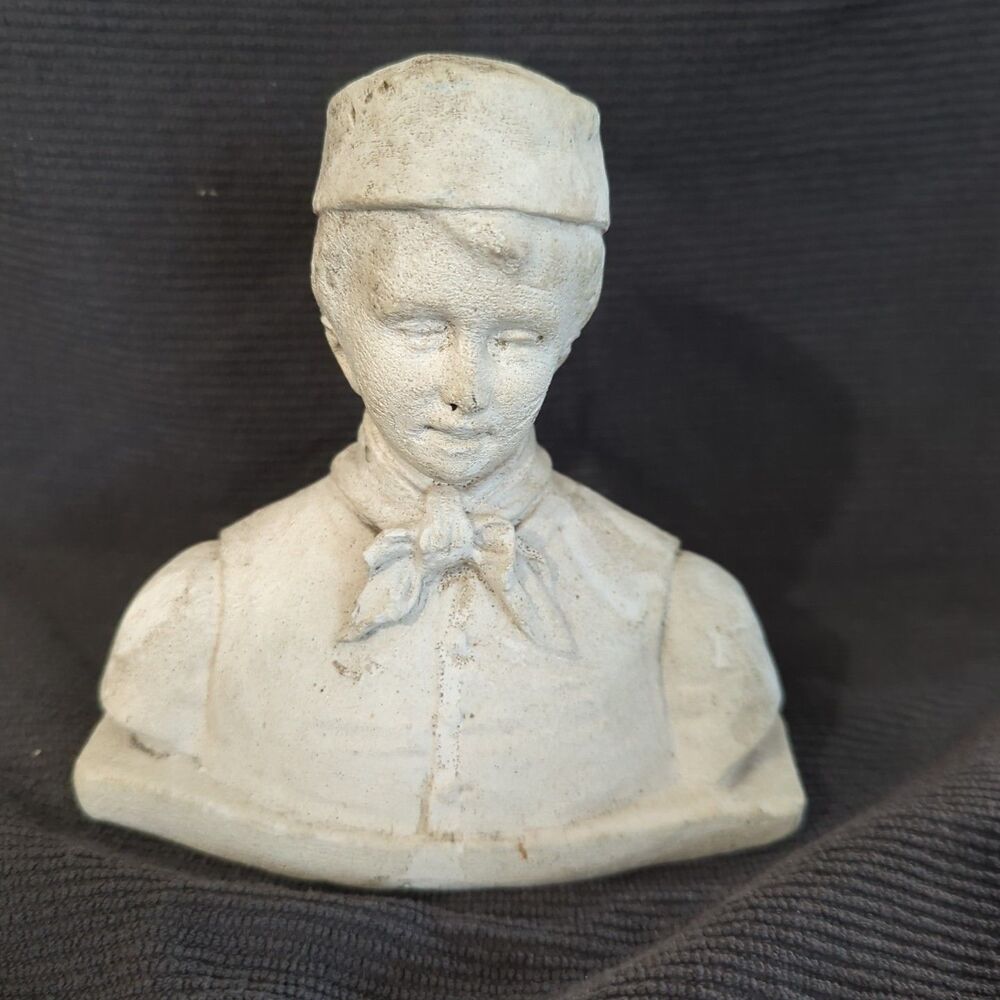Antique 19th/20th century Young Boy Bust terracotta sculpture statue figure